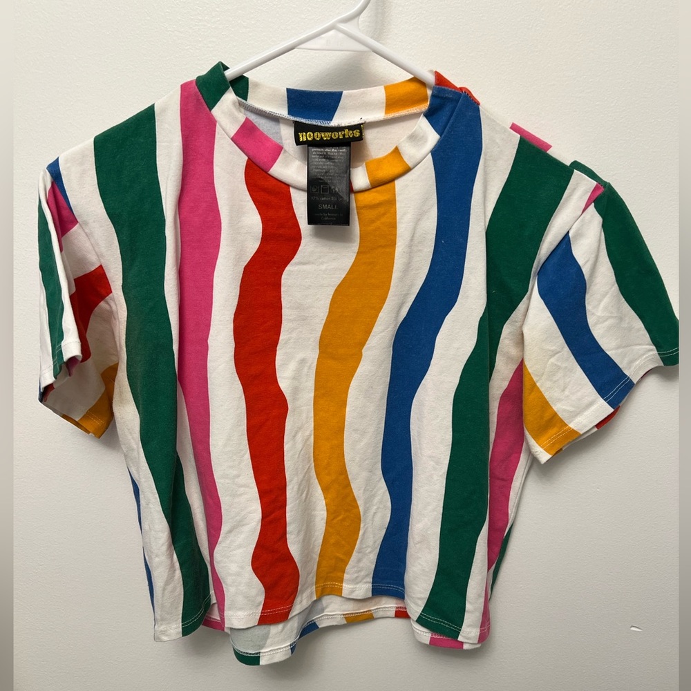 Nooworks crop top salvation stripe size small